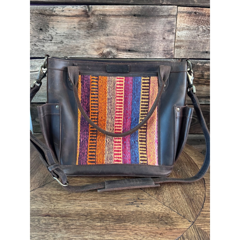 Nena & Co. Medium Day Bag MCDB Leather Artisan Woven Striped crossbody